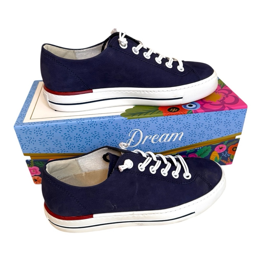 Vionic Indigo Blue soft suede Sneakers with White Laces men sz 6 Wn’s‎ 8.5
